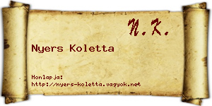 Nyers Koletta névjegykártya